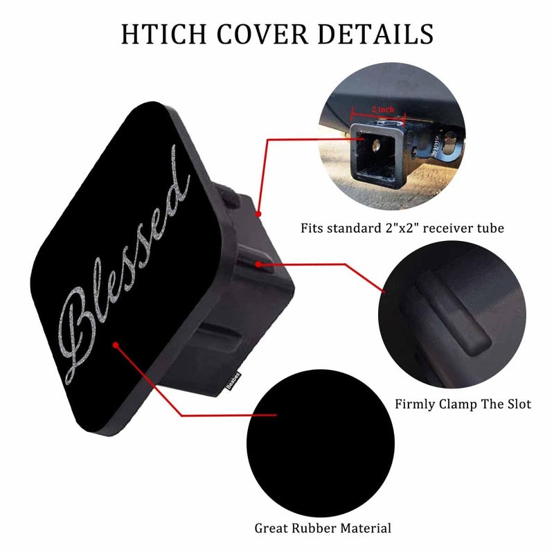Beabes Trailer Hitch Cover for 2"" Receivers Blessed  Glitter Blessed Bible Verse Receiver Tube Hitch Plug Towing Hitch Covers Truck Hitch Accessories for Sedans Cars SUVs  Christian Quote Hitch Cover - Image 3