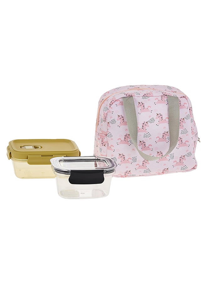 Home Pro 2 Pieces Home Pro Lunch Bag Flower Design with Food Container Multicolor 23x14x20cm  - Image 1
