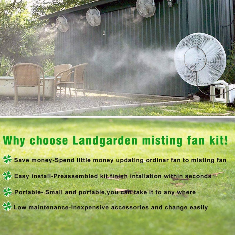 DIY Crafts DIY Crafts Mist Cooling System Fan Misting Kit for Animal Plants Swimming Pool Cooler Tube Hose Pipe Metal Nozzles Jets Misters Water Patio Garden Home 12x Heads Kit 1x Kit Multi Accessories Misting Set  - Image 3