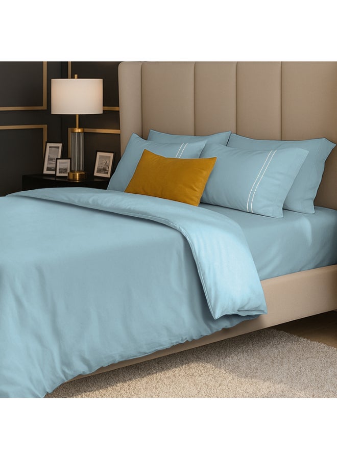 MULBERRY LIVING غطاء لحاف قطن % مقاس كينج سماوي - Image 5