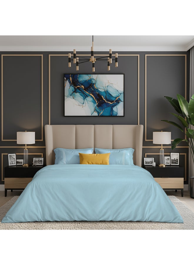 MULBERRY LIVING غطاء لحاف قطن % مقاس كينج سماوي - Image 1