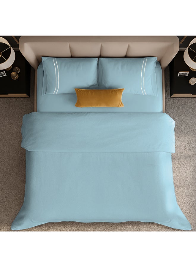 MULBERRY LIVING غطاء لحاف قطن % مقاس كينج سماوي - Image 4