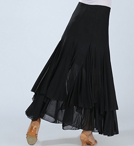 ZLTdream Waltz Dancing and Ballroom Dance Long Swing Skirt Elastic Net Yarn Black - Image 2