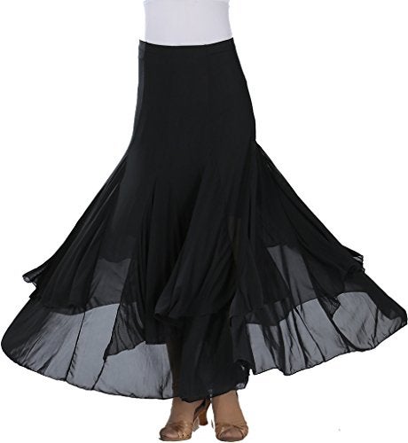 ZLTdream Waltz Dancing and Ballroom Dance Long Swing Skirt Elastic Net Yarn Black - Image 5