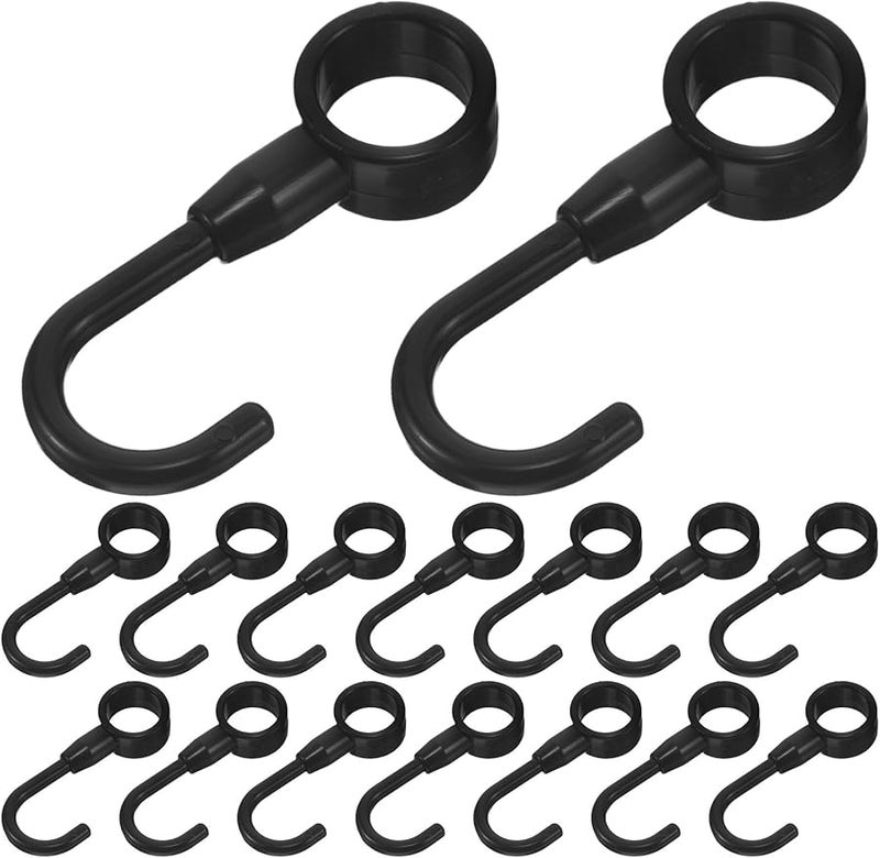 Black Plastic Tube Hooks 100 Pack Utility Hanger For Closet Rod Bathroom Wardrobe Workshop Craft - Image 2