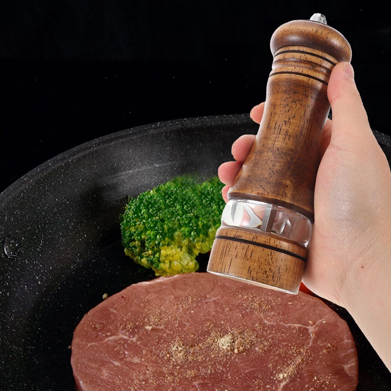 Vintage Oak Wood Manual Pepper Grinder with Ceramic Core Salt Mill Kitchen - Image 5