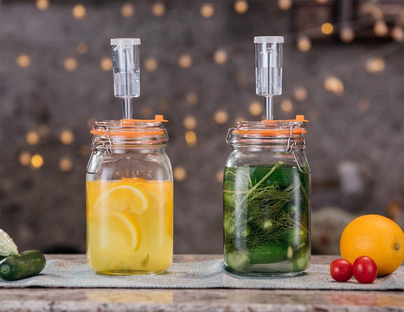 JILLMO Fermentation Jar, 1.5 Liter Glass Fermenting Jar with Fermenting Weights and Airlocks, Pack of 2 - Image 4