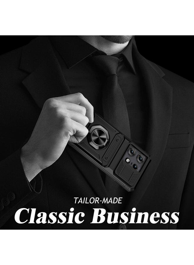 S-TOP Case For Motorola Edge 50 Pro TPU+PC Shockproof Card Slot Phone Case with Metal Ring Holder - Image 4