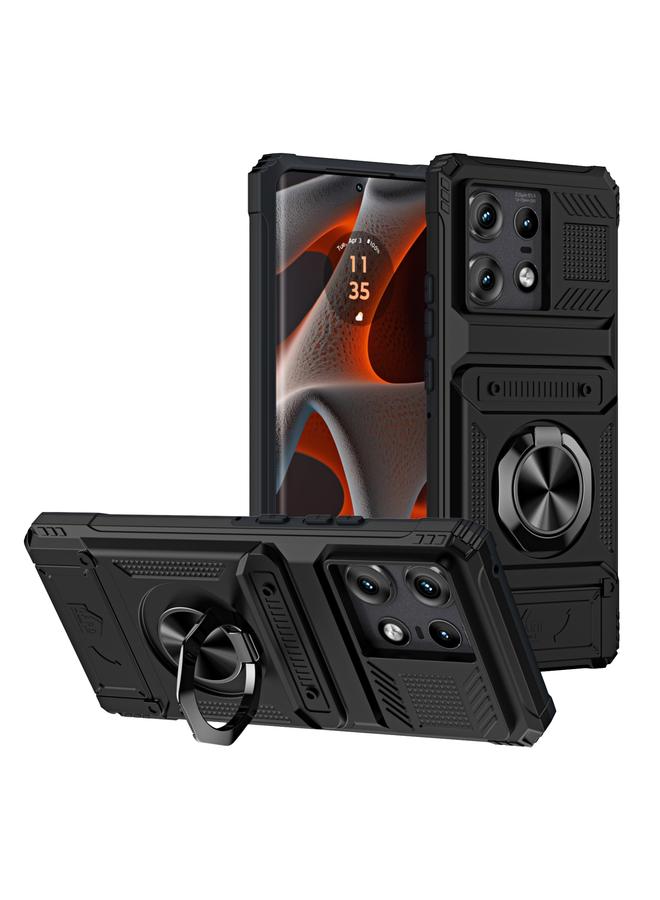 S-TOP Case For Motorola Edge 50 Pro TPU+PC Shockproof Card Slot Phone Case with Metal Ring Holder - Image 1