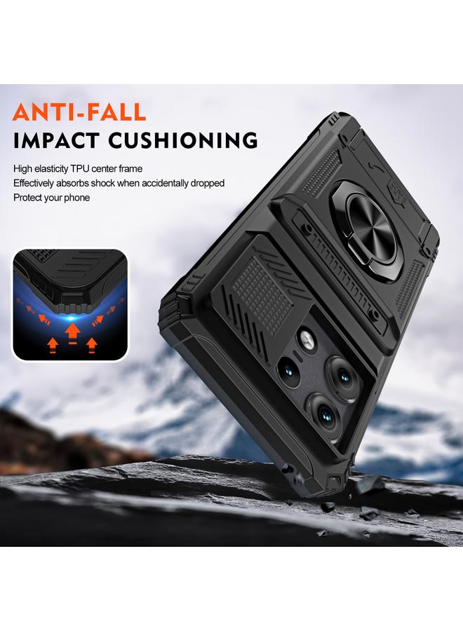 S-TOP Case For Motorola Edge 50 Pro TPU+PC Shockproof Card Slot Phone Case with Metal Ring Holder - Image 3