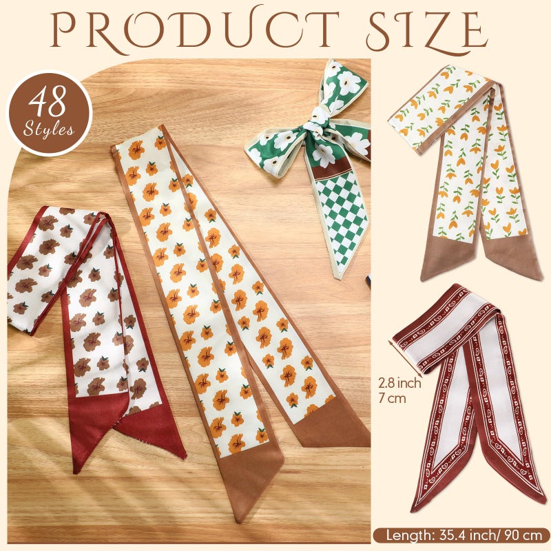 Funnysoft 48 Pcs Bulk Purse Scarf Headband for Women Hair Purse Scarf Handbag Ribbon for Women Headband Neck Decorative Fashion Gifts - Image 2