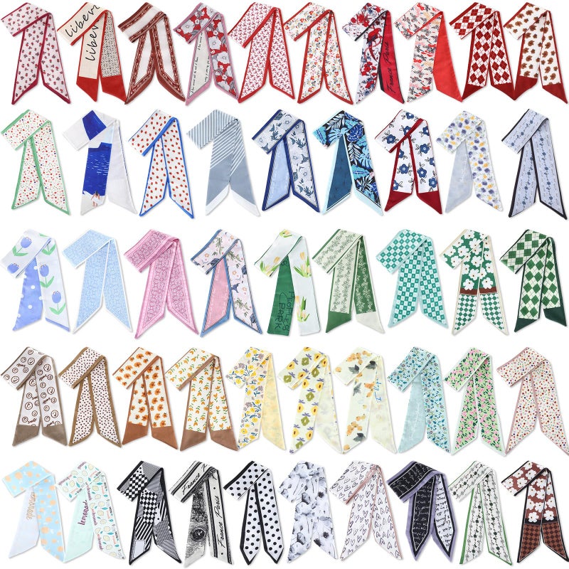 Funnysoft 48 Pcs Bulk Purse Scarf Headband for Women Hair Purse Scarf Handbag Ribbon for Women Headband Neck Decorative Fashion Gifts - Image 1