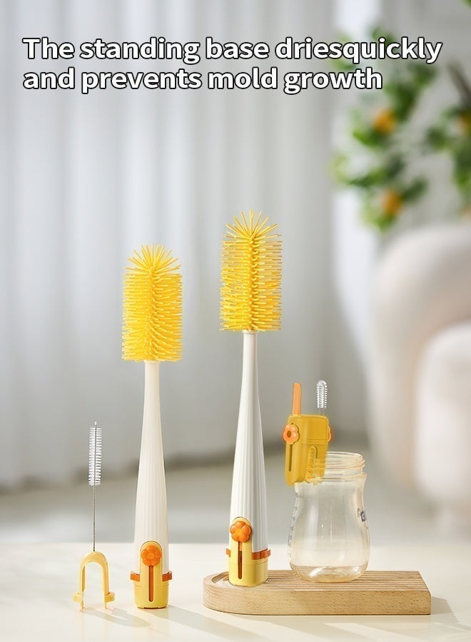 فرشاة زجاجة حليب الأطفال من السيليكون، مجموعة 5 في 1، تنظيف عميق 360° للزجاجات والأكواب، رؤوس فرش متعددة الوظائف، مناسبة للشفاطات، فوهات الأكواب والفجوات - Image 5