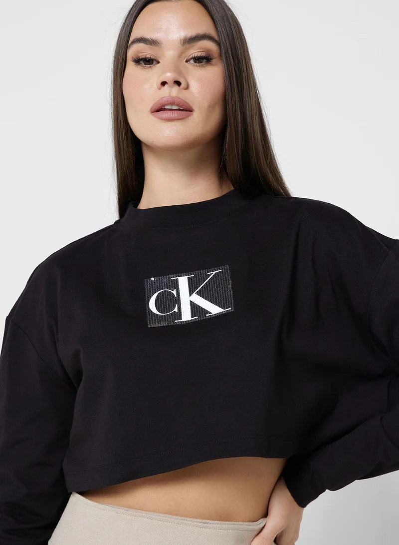 Calvin Klein Jeans Logo Printed Crew Neck Crop Top