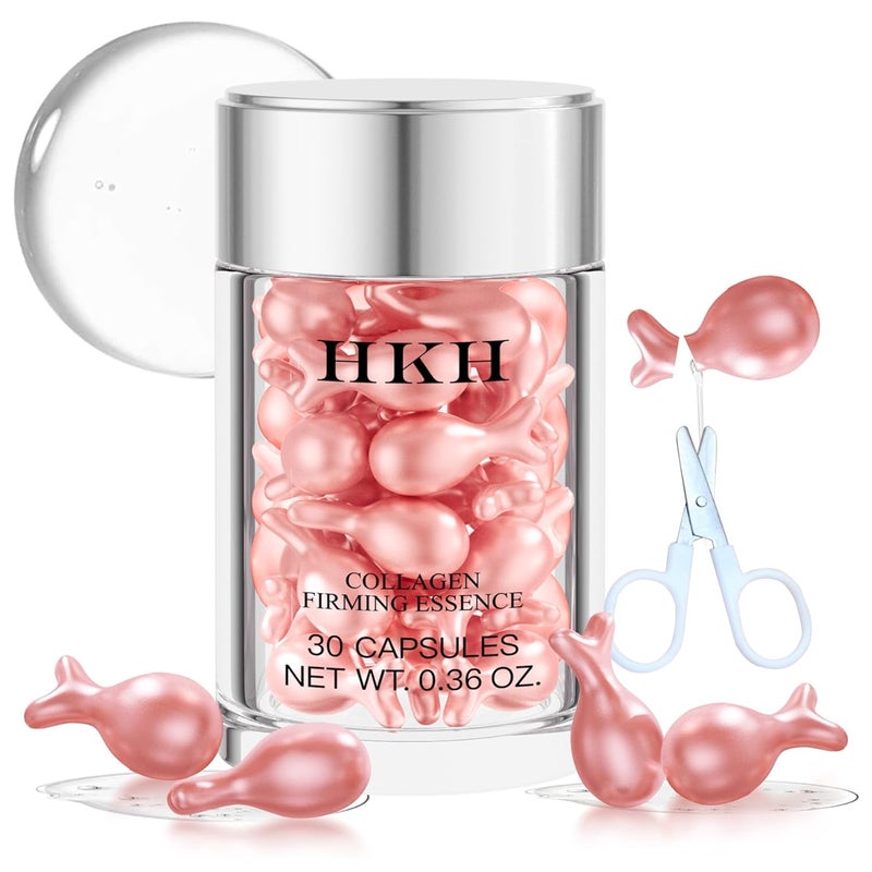 HKH Retinol AntiAging Serum for Face 30 Capsules Vitamin C Retinol Night Treatment Collagen Boosting Wrinkle Repair Firming Hydrating Skin TravelFriendly Smooth Radiant Skin for Women - Image 1