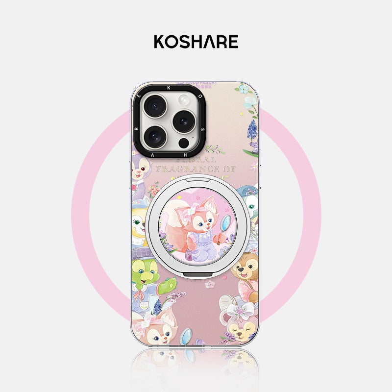 Cute Cartoon Magnetic Kickstand Phone Case with 360° Rotating Stand, Frosted Shockproof Hard Back Soft Edge Cover - Image 3