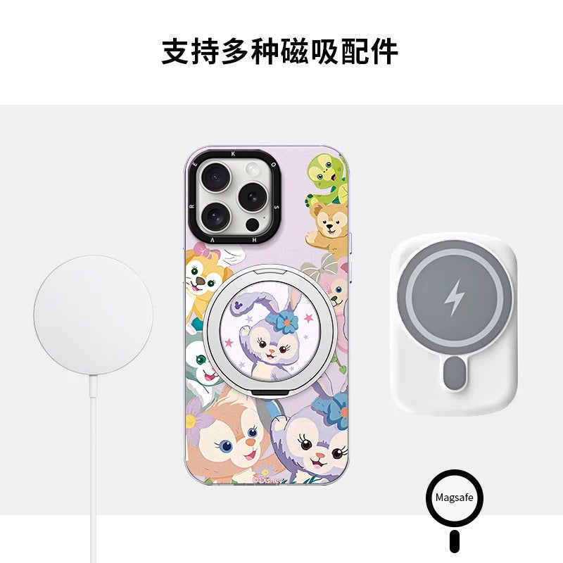 Cute Cartoon Magnetic Kickstand Phone Case with 360° Rotating Stand, Frosted Shockproof Hard Back Soft Edge Cover - Image 4