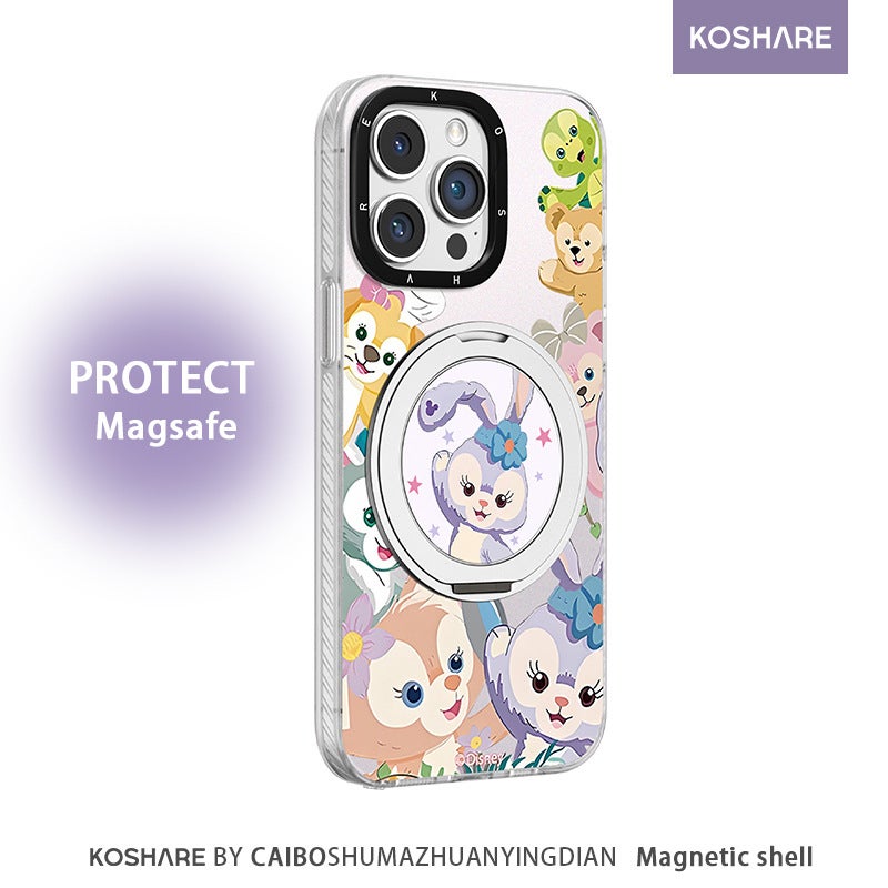 Cute Cartoon Magnetic Kickstand Phone Case with 360° Rotating Stand, Frosted Shockproof Hard Back Soft Edge Cover - Image 2