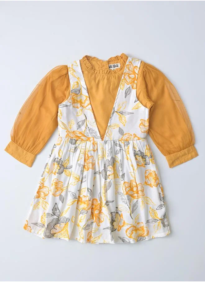 بيلا مودا Floral Print Fit and Flare Balloon Sleeves Dress