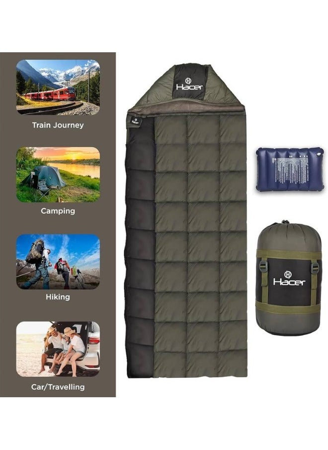 HACER Hacer Camping Sleeping Bag for Winter Hiking Traveling and Outdoors (-10 to +0 Temp) Sleeping Bag  (Green, Black)  - Image 4