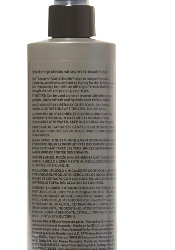 ION Styling Leave In Conditioner Spray, 8 Fl Oz - Lightweight Detangler for Dry, Brittle, or Coarse Hair, Anti-Frizz, Paraben Free - Image 2