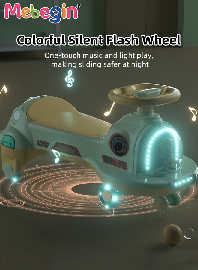 MEBEGIN Wiggle Car with Light and Music, Baby Swing Car with Storage Space and Light-emitting Silent Wheels, Anti-Rollover Ride-On Toy, Fun Indoor and Outdoor Toy for Kids, Ideal Gift for Kids - Image 2