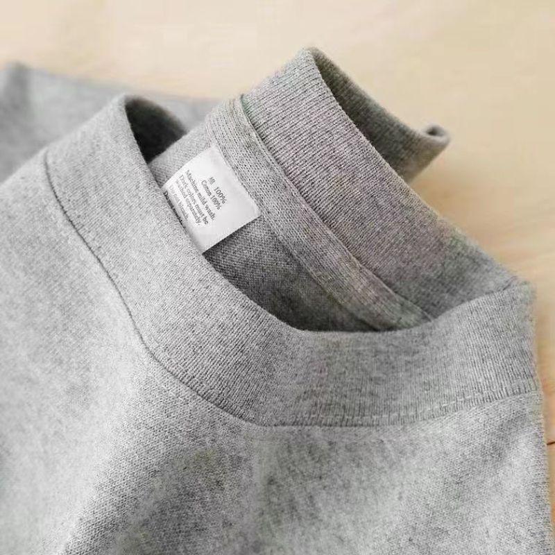 Pure Cotton Heavy-weight Loose Base Shirt Casual Basic Short-sleeved T-shirt Pure Cotton Retro Solid Color Round Neck Japanese Mens Love Light floral gray [pure cotton 200g]