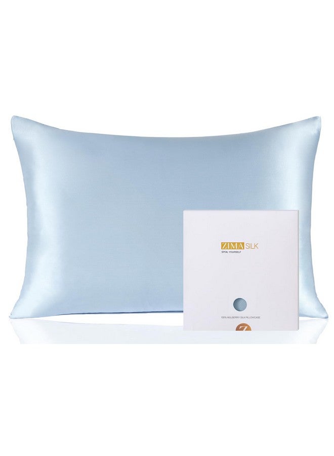 ZIMASILK ZIMASILK 100% Pure Mulberry Silk Pillowcase for Hair and Skin Health,Soft and Smooth,Both Sides Premium Grade 6A Silk,600 Thread Count,with Hidden Zipper,1pc(Standard 20''x26'',Light Blue) - Image 1