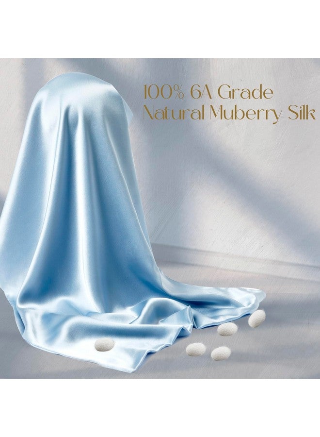 ZIMASILK ZIMASILK 100% Pure Mulberry Silk Pillowcase for Hair and Skin Health,Soft and Smooth,Both Sides Premium Grade 6A Silk,600 Thread Count,with Hidden Zipper,1pc(Standard 20''x26'',Light Blue) - Image 2