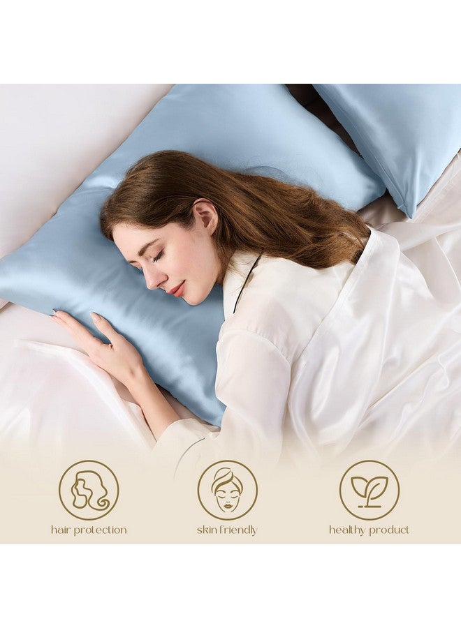 ZIMASILK ZIMASILK 100% Pure Mulberry Silk Pillowcase for Hair and Skin Health,Soft and Smooth,Both Sides Premium Grade 6A Silk,600 Thread Count,with Hidden Zipper,1pc(Standard 20''x26'',Light Blue) - Image 4
