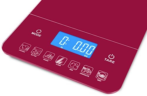 Ozeri Touch III 22 lb (10 kg) Digital Kitchen Scale with Calorie Counter in Tempered Glass, Red Engine - Image 3