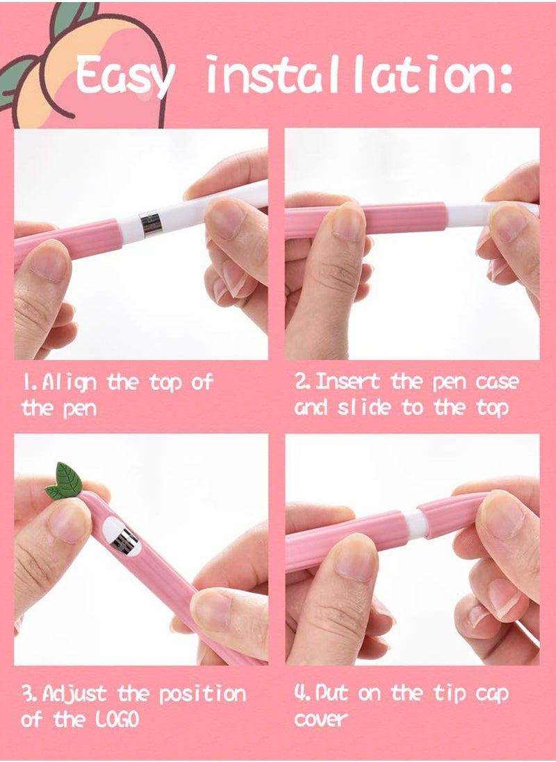 Y&D - iPencil Case (2 Pack) Sleeve Cute Fruit Design Silicone Soft Protective Cover Accessories Compatible with Apple Pencil 1st Generation (Peach+Avcocado)(not include ) - Image 1
