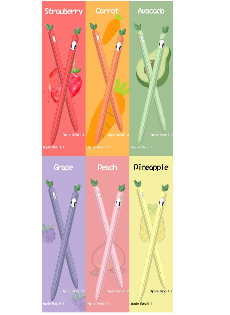 Y&D - iPencil Case (2 Pack) Sleeve Cute Fruit Design Silicone Soft Protective Cover Accessories Compatible with Apple Pencil 1st Generation (Peach+Avcocado)(not include ) - Image 1