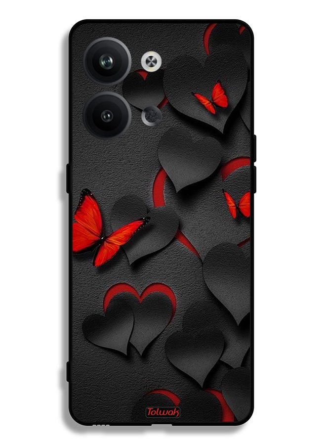 Tolwak Oppo Reno9 5G Protective Case Cover Hearts And Butterflies Pattern - Image 2