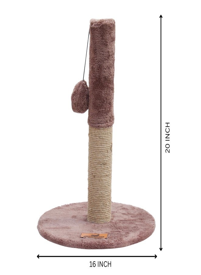 Furrlovers Plush Fabric Cat Tree Scratcher, 20Inch Height, Modern Multi-Level Design, Pink Plush with Jute Rope Post (Brown) - Image 2