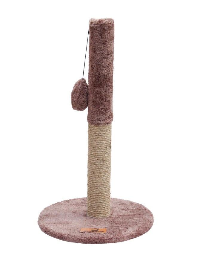 Furrlovers Plush Fabric Cat Tree Scratcher, 20Inch Height, Modern Multi-Level Design, Pink Plush with Jute Rope Post (Brown) - Image 1
