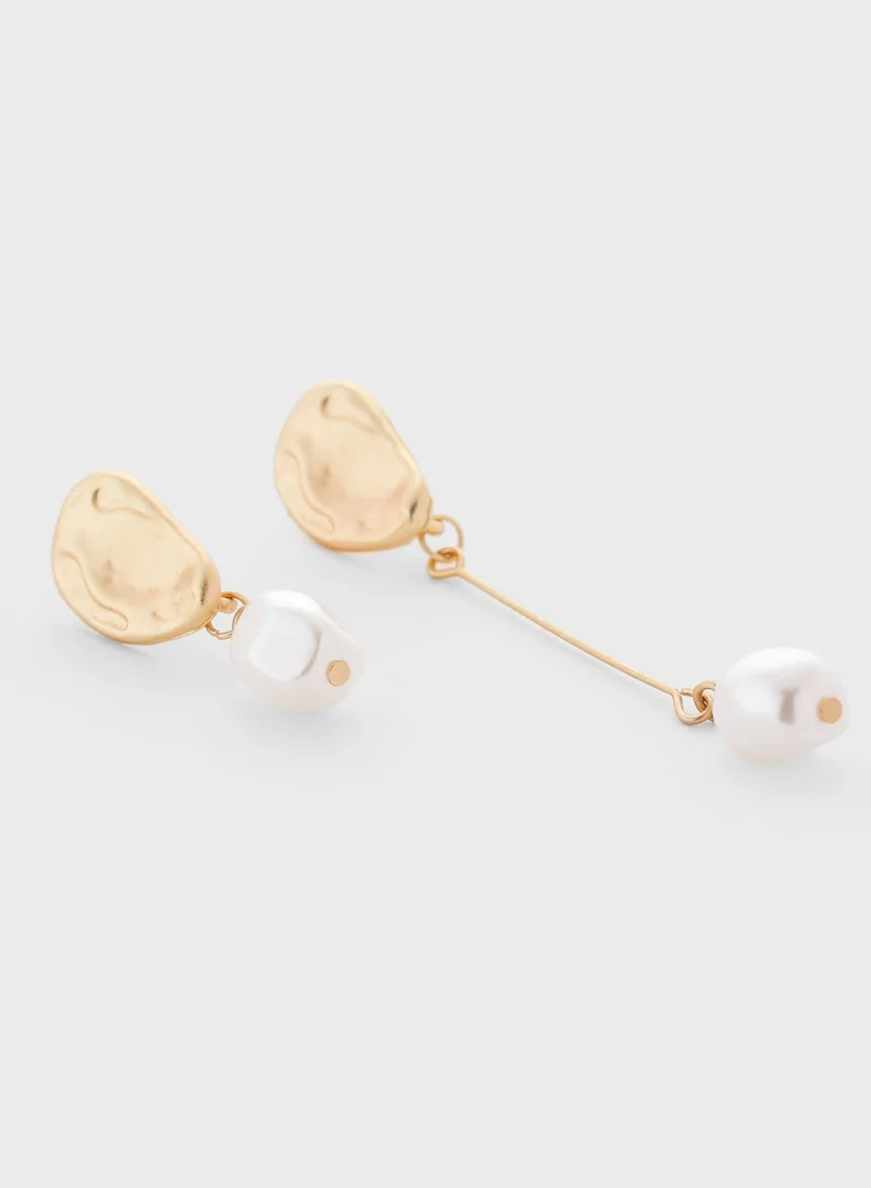 Ginger Mixed Pearl Stud And Drop Earring