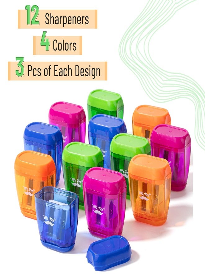 Mr. Pen- Pencil Sharpeners Manual, 12 Pack, Dual Hole, Small, Colorful Pencil Sharpeners Handheld - Image 2