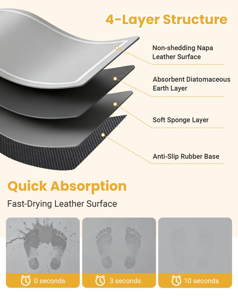 Furicher Soft Diatomaceous Earth Bath Mat, Quick Dry Bathroom Mats 2 Piece, Gray Super Absorbent Bath Mat Set, Washable Non Slip Bathroom Rugs, Stone Bath Mats Alternative, 15.74" x 23.62" Plus 15.74" x 47.2" - Image 2