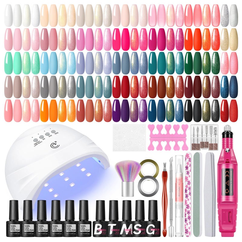 COSCELIA 53pcs Gel Nail Polish Kit with U V light and Drill Starter Kit 35 Colors Gel Nail Polish with 5pcs Top Base Coat Nail Art Professional Gel Manicure Kits Gifts for Women Teens Girls - Image 1