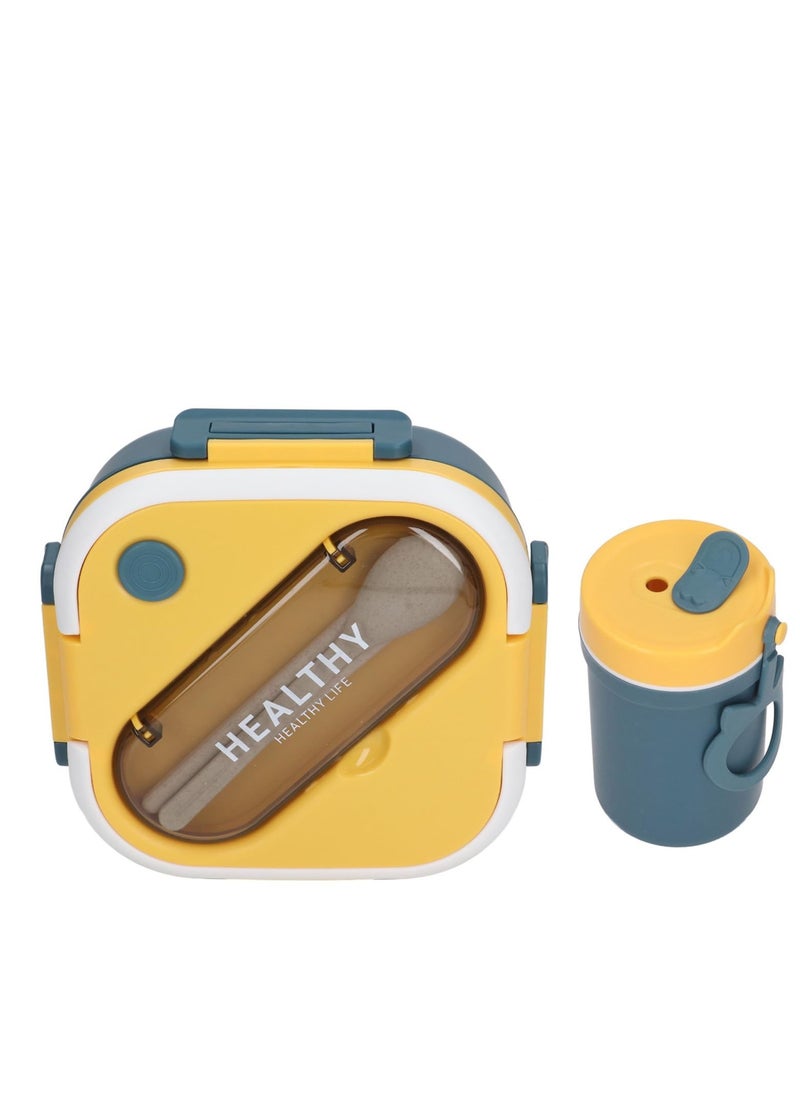 Excefore - Bento Lunch Box, Portable Bento Box with Soup Cup Chopsticks Spoon, Reusable Lunch Containers, Microwaveable, Suitable for Office Outdoor Picnic (Blue) - Image 1