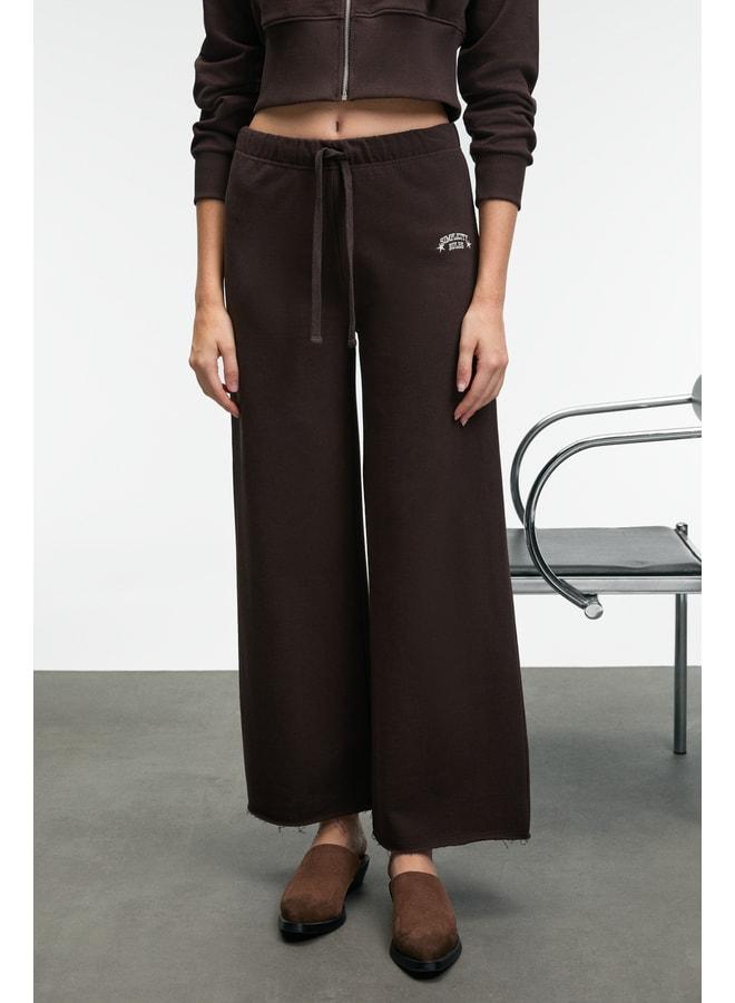 GRIMELANGE MORVELLA Women's Embroidered Regular Fit Dark Brown Sweatpants. - Image 2