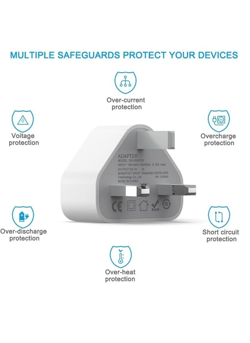 Gravity 5V 1A Power Adapter Supply, USB Charger Cable and Plug Compatible for i Phone 5S, 6, 6S, 6 Plus, 6S Plus, 7, 7 Plus, 8, 8 Plus, XS, X, XS Max, 11, XR, i Pod Touch 5G Power Cord - Image 4