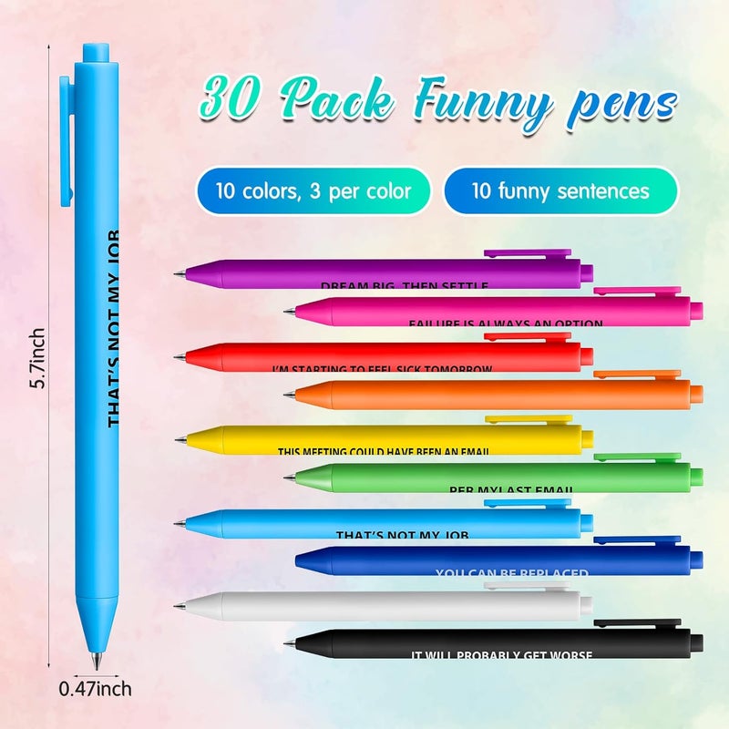 Epakh مجموعة أقلام حبر جاف ملهمة مكونة من 30 قطعة - أقلام فكاهية ملهمة مع اقتباسات ملونة هدية مبتكرة لتشجيع الزملاء ومستلزمات المكتب - Image 2