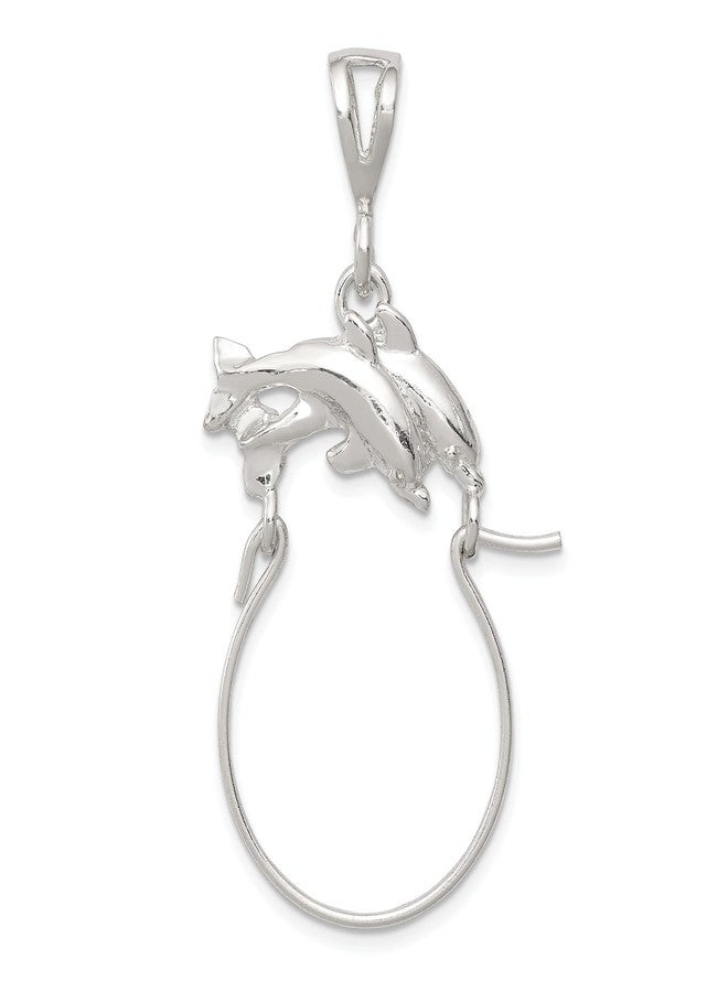 FindingKing Sterling Silver Dolphin Charm Holder - Image 1