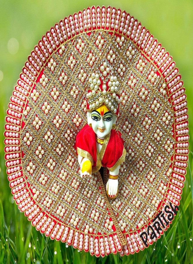PARTISH فستان Partish Laddu Gopal ثقيل مع Pagdi (مقاس 2) l فستان Ladoo Gopal l Bal Gopal l فستان Kanha Ji Thakur Ji (أحمر، L) - Image 2