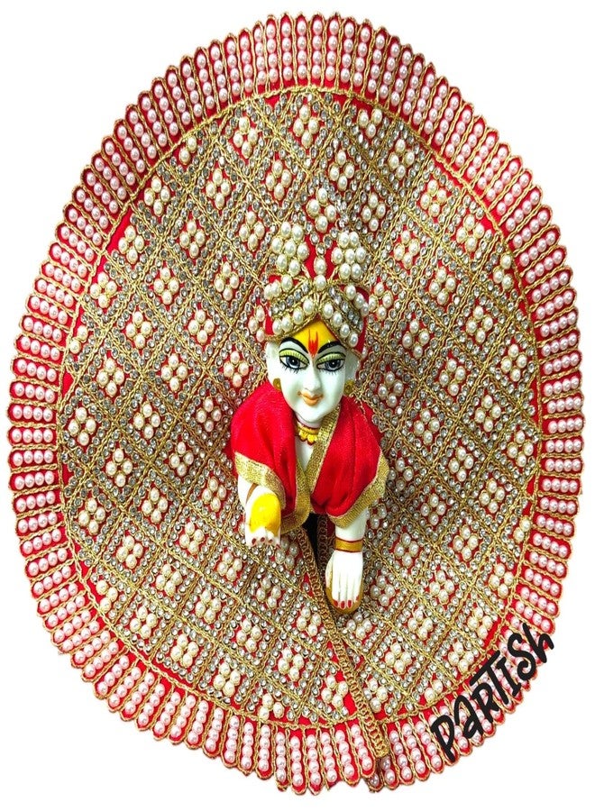 PARTISH فستان Partish Laddu Gopal ثقيل مع Pagdi (مقاس 2) l فستان Ladoo Gopal l Bal Gopal l فستان Kanha Ji Thakur Ji (أحمر، L) - Image 1