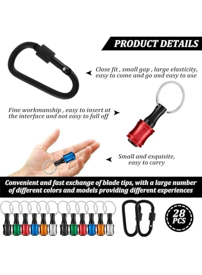 24 Pcs 1/4 inch Hex Shank Aluminum Alloy Screwdriver Bits Holder, Bit Holder Keychain for Impact Driver, Quick-Change Extension Bar Keychain Drill Screw Adapter with 4 Black Carabiner  - Image 3