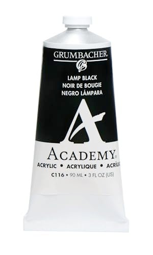 Grumbacher Academy Acrylic Paint, Gloss, 90ml/3 oz Metal Tube, Lamp Black - Image 1