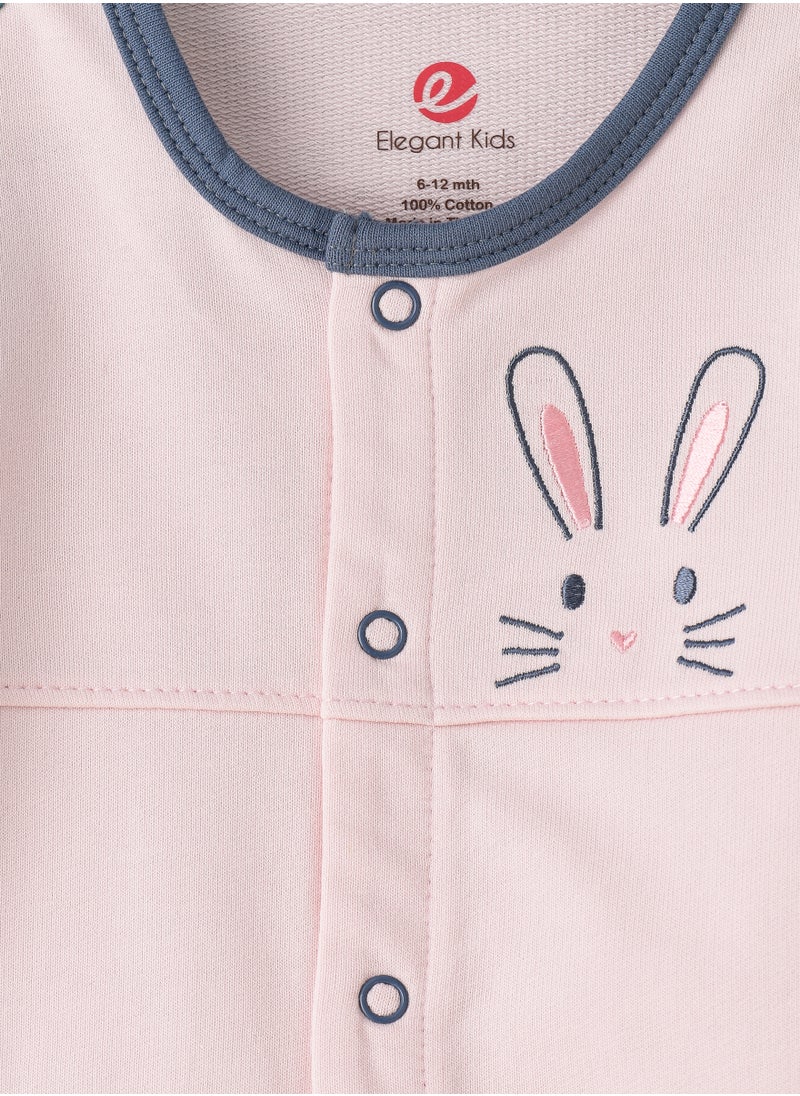 Elegant Kids - Front Open Sleepsuit of Cotton for Girls, Soft and Comfortable Cotton Sleepsuit, Perfect for Everyday Wear and Easy Diaper Changes - Image 1